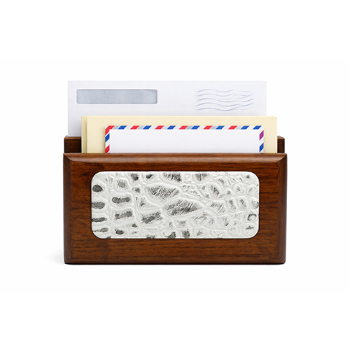 Wallnut Wooden & Croco Leather Letter Holder