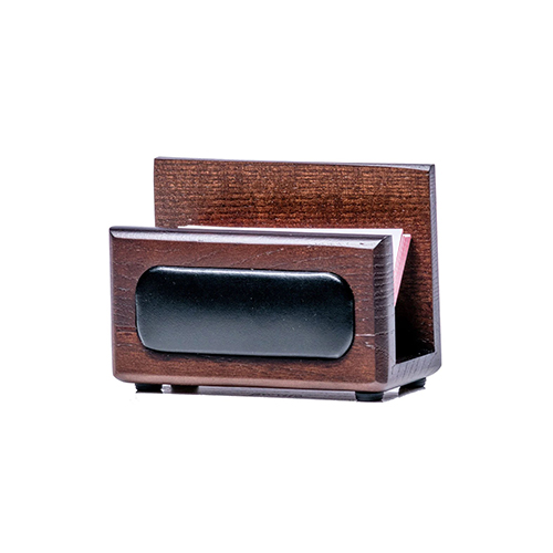 Walnut Wooden & Leather Business Card Holder