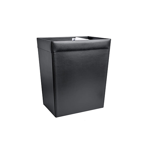Leather Waste Basket Black