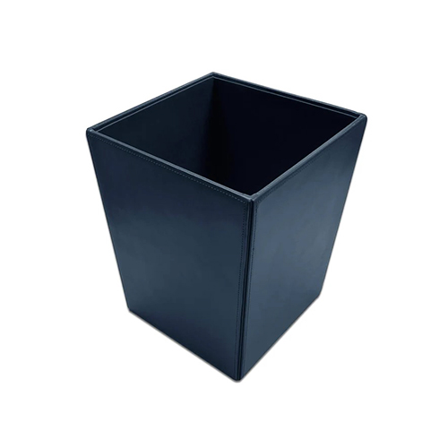 Leather Waste Basket Blue