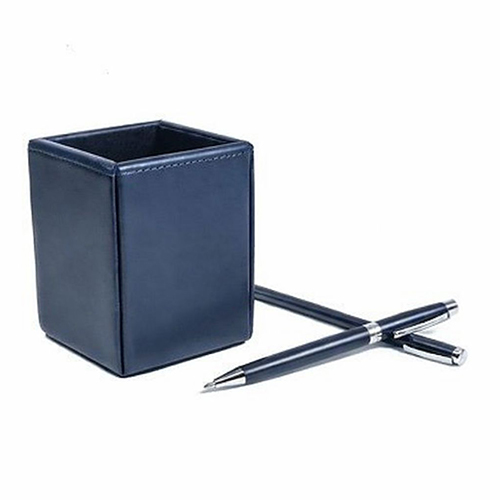 Leather Pencil Cup Blue
