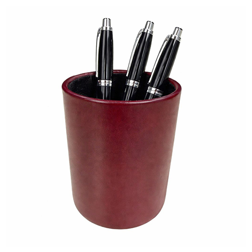 Two-Tone Leather Round Pencil Cup