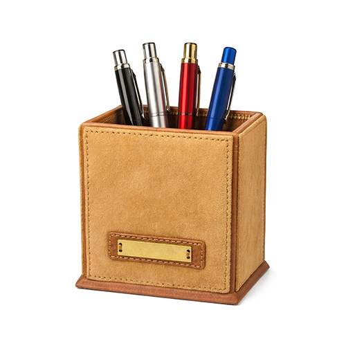 Suede Leather Pencil Cup