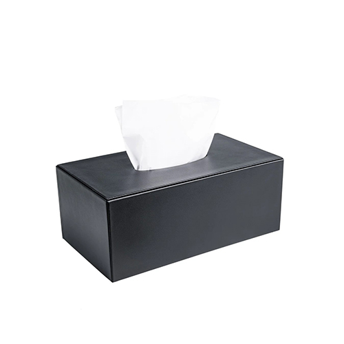 Leather Rect Tissue Box Black
