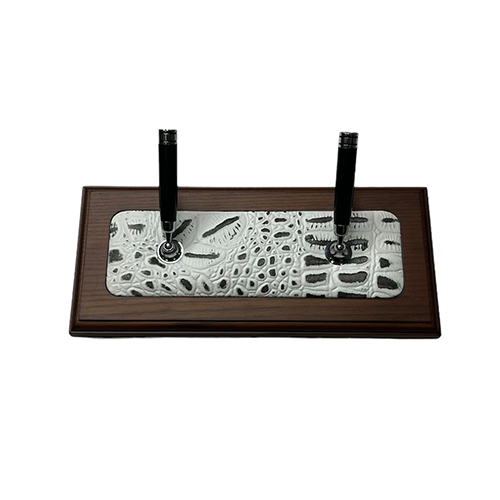 Wallnut Wooden & Croco Leather Pen Stand